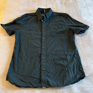 Cavi black short sleeve button down shirt size L cotton casual lightweight